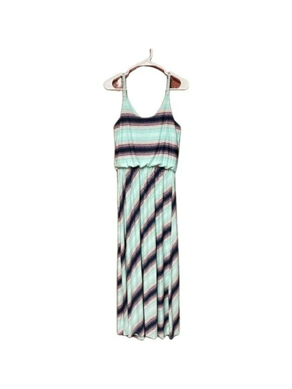 Maurices 24/7 Striped Maxi Dress Spaghetti Straps V-Neck Elastic Waist Size S - Picture 2 of 8